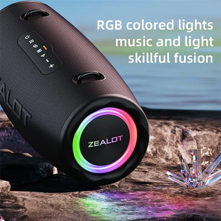 Zealot S87 Bluetooth Speaker RGB Light Outdoor 80W Subwoofer ad Alta Potenza - Grigio