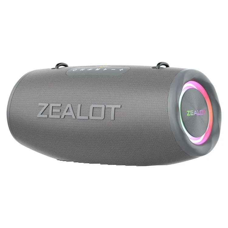 Zealot S87 Bluetooth Speaker RGB Light Outdoor 80W Subwoofer ad Alta Potenza - Grigio