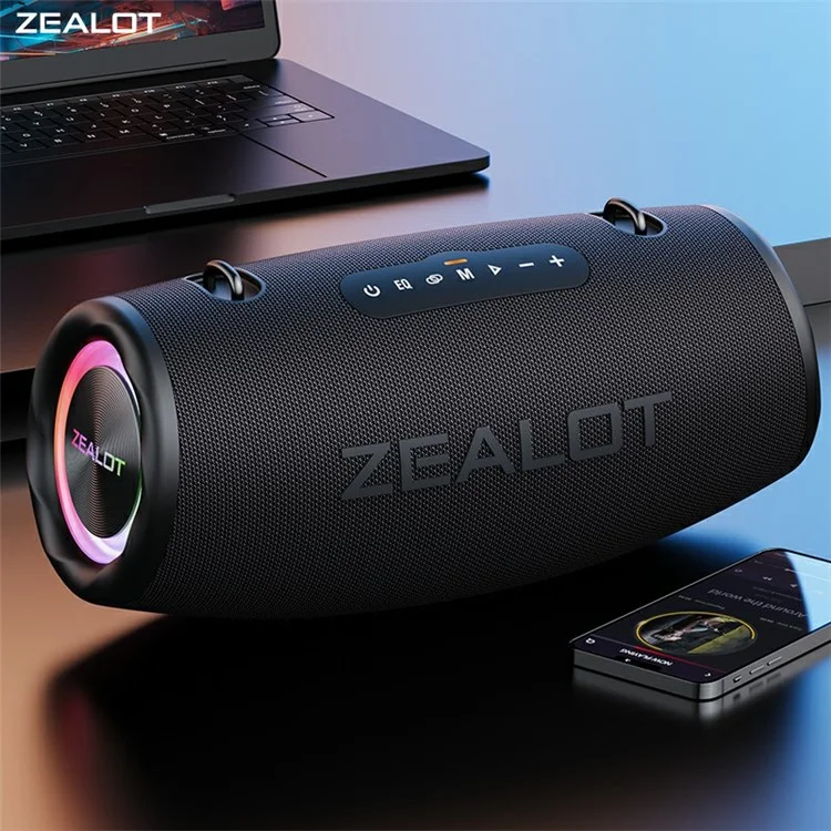 Zealot S87 Bluetooth Speaker RGB Light Outdoor 80W Subwoofer ad Alta Potenza - Grigio