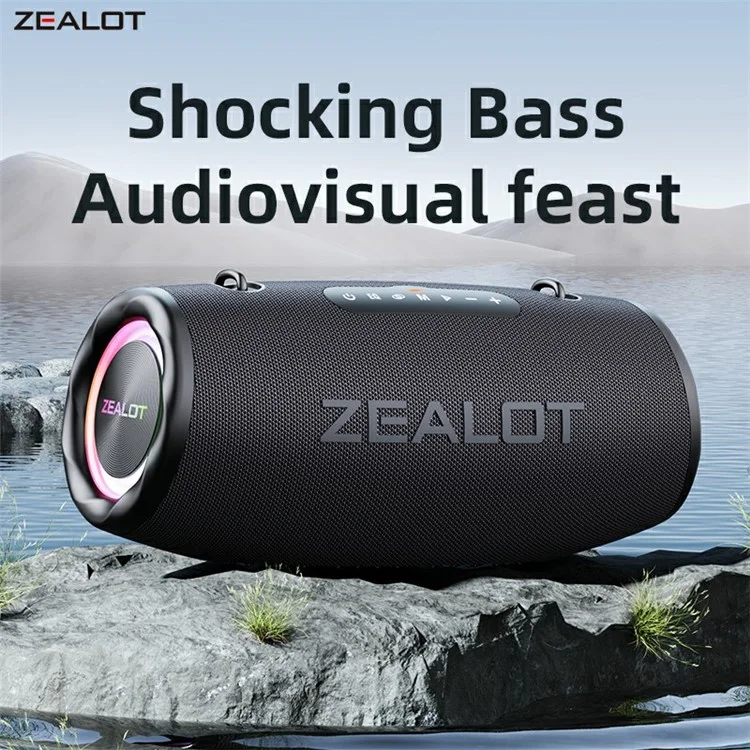 Zealot S87 Bluetooth Speaker RGB Light Outdoor 80W Subwoofer ad Alta Potenza - Grigio