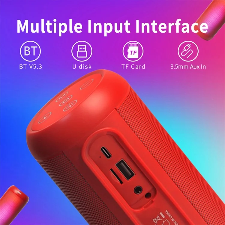AFK BT528 Bluetooth-compatible Speaker with Ambient Light, Support TF Card, U-Disk - Red