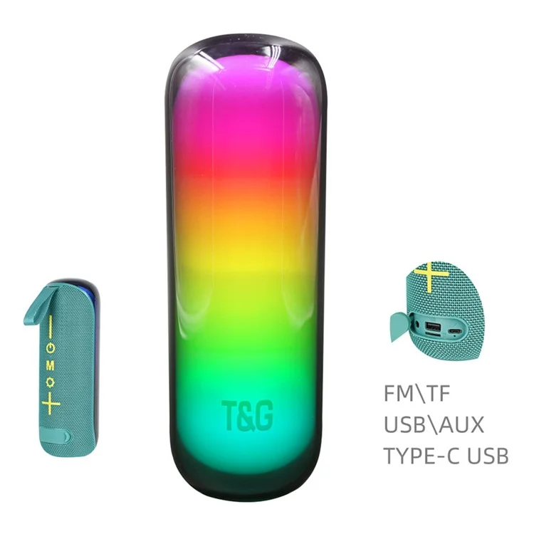 T&G TG-384 Mini Portable Bluetooth-compatible Speaker RGB Light Wireless Music Subwoofer Support TF  /  U-disk - Black