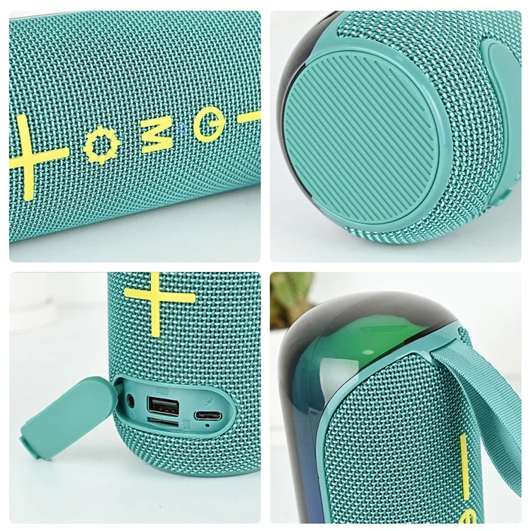 T&G TG-384 Mini Portable Bluetooth-compatible Speaker RGB Light Wireless Music Subwoofer Support TF  /  U-disk - Black