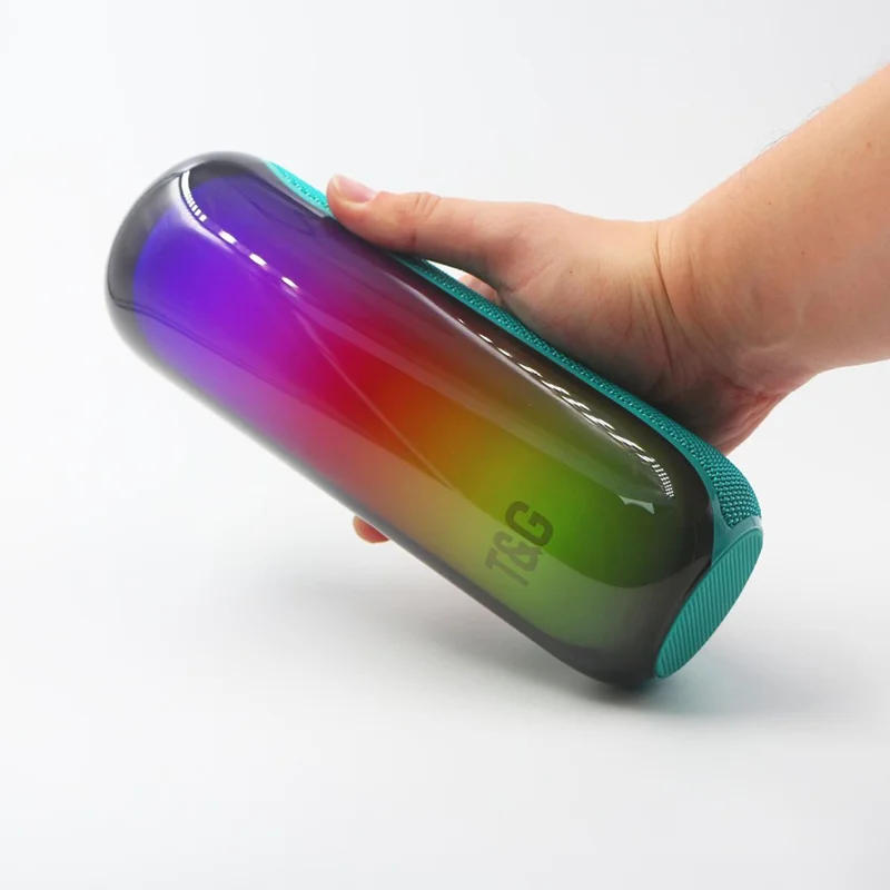 T&G TG-384 Mini Portable Bluetooth-compatible Speaker RGB Light Wireless Music Subwoofer Support TF  /  U-disk - Purple