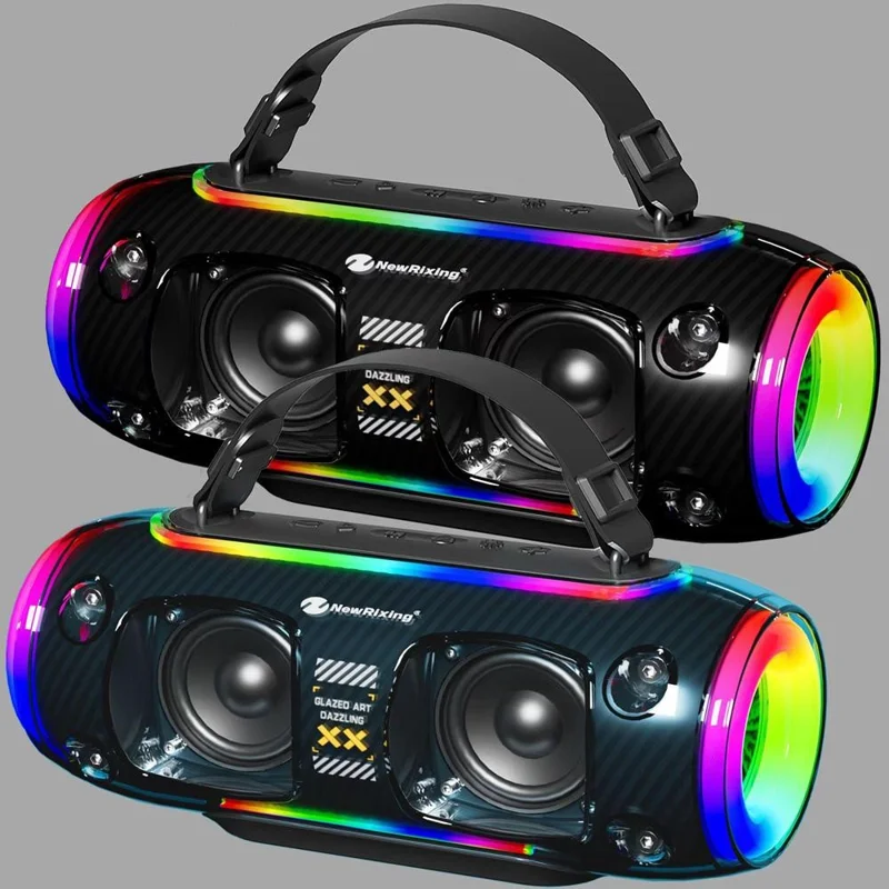 NR8806 Outdoor Waterproof Wireless Bluetooth-compatible Speaker RGB Light Rhythm Subwoofer - Black