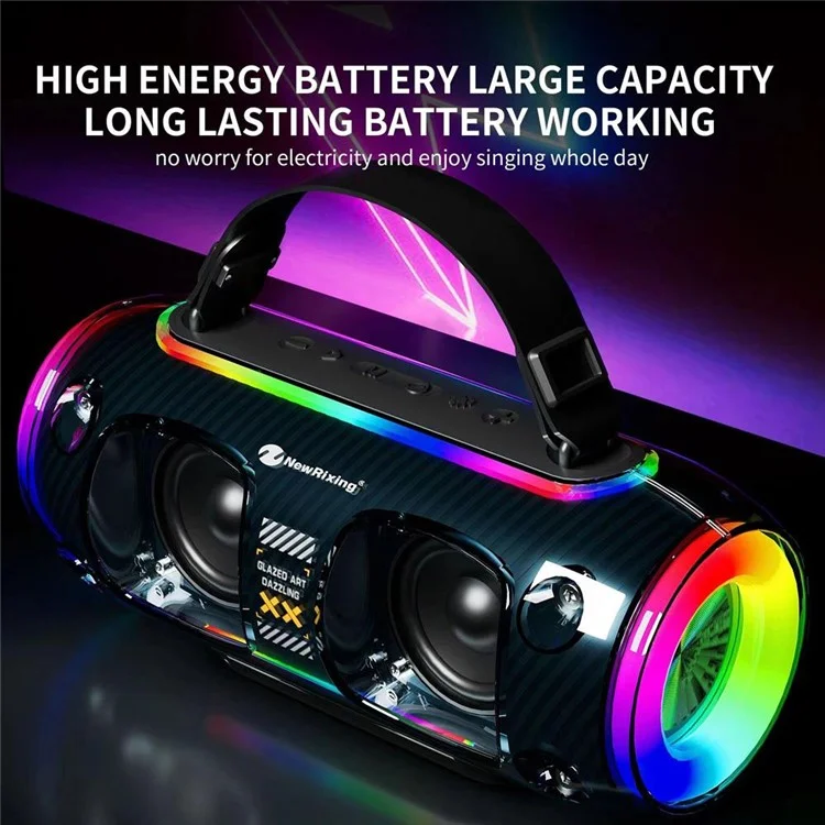 NR8806 Outdoor Bluetooth-compatible Speaker RGB Light Karaoke Soundbox with 2 Microphone - Blue