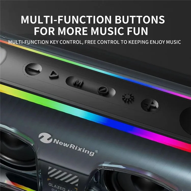 NR8806 Outdoor Bluetooth-compatible Speaker RGB Light Karaoke Soundbox with 2 Microphone - Blue