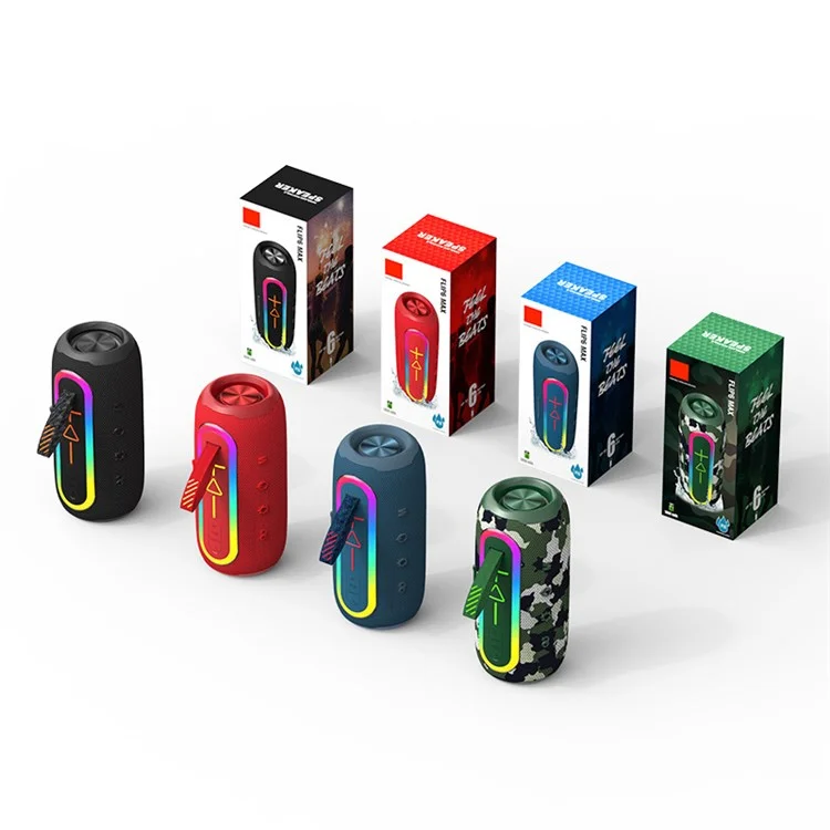 Alto-falante Bluetooth portátil FLIP6MAX Rádio FM sem fio Subwoofer de música com suporte para cartão TF / unidade USB - Preto