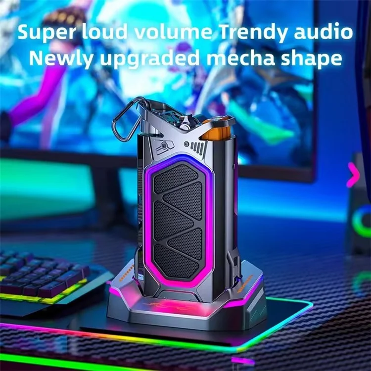 GQ18 Cool Mecha Style RGB Light Portable Bluetooth-compatible Speaker Wireless Music Subwoofer