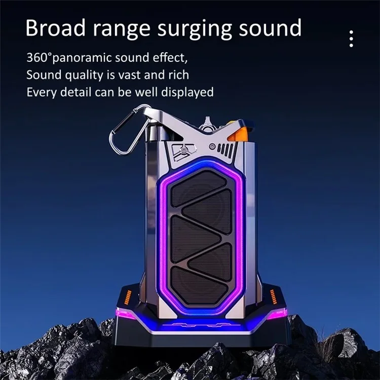 GQ18 Cool Mecha Style RGB Light Portable Bluetooth-compatible Speaker Wireless Music Subwoofer