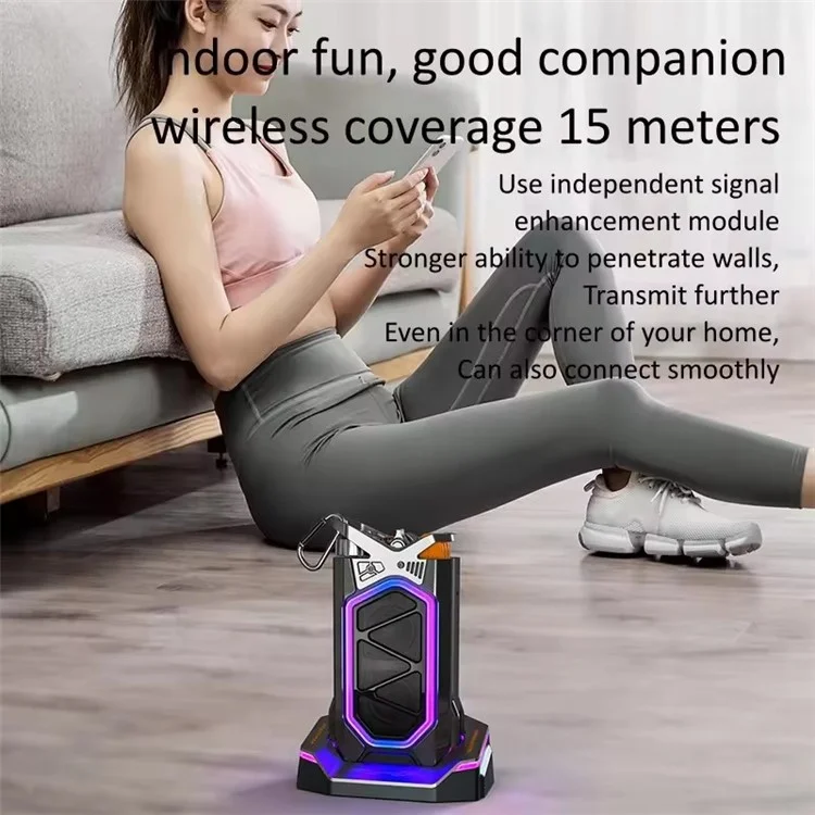 GQ18 Cool Mecha Style RGB Light Portable Bluetooth-compatible Speaker Wireless Music Subwoofer