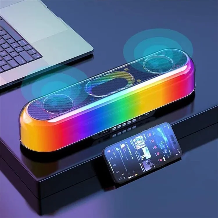 V10 Home Wireless Bluetooth-compatible Desktop Speaker RGB Light Soundbar Support U-disk / TF Card Music Playback