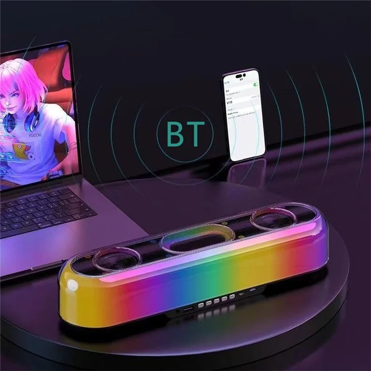 V10 Home Wireless Bluetooth Desktop Speaker RGB Light Soundbar Support U-disk / TF Card Music Playback