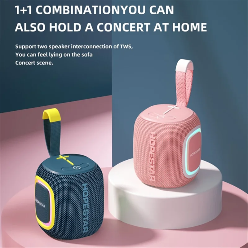 HOPESTAR P66 5W Outdoor Wireless Bluetooth-compatible Speaker Portable Subwoofer with Carrying Rope - Blue