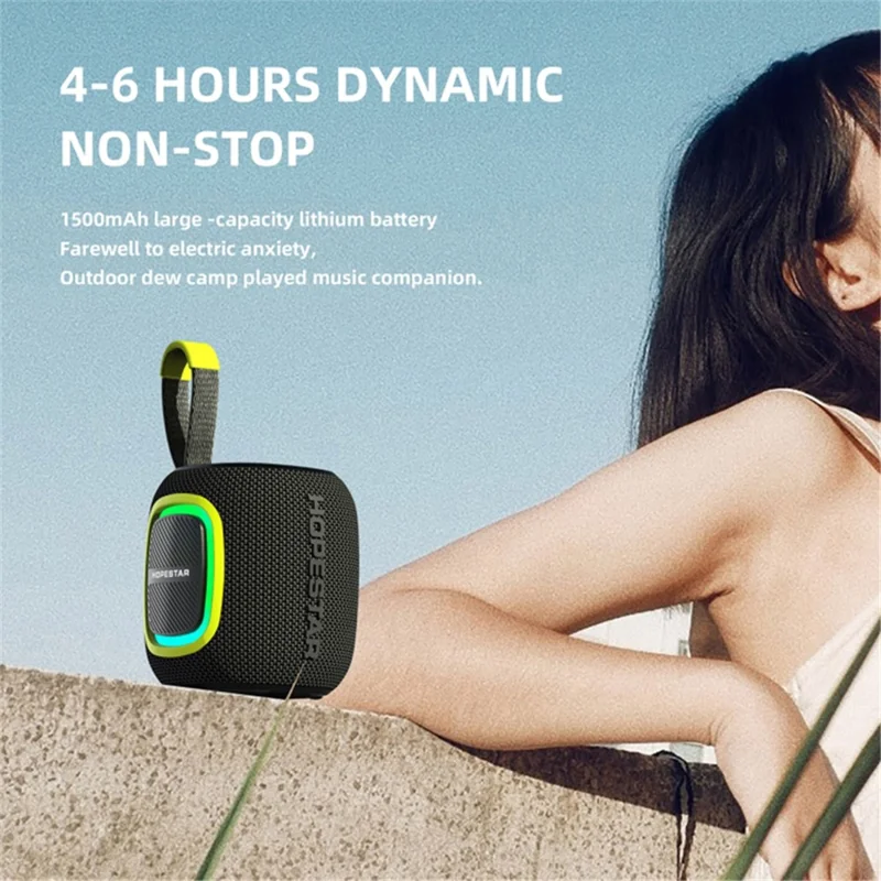 HOPESTAR P66 5W Outdoor Wireless Bluetooth-compatible Speaker Portable Subwoofer with Carrying Rope - Blue