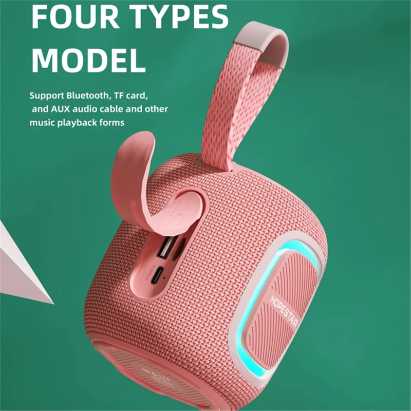 HOPESTAR P66 5W Outdoor Wireless Bluetooth-compatible Speaker Portable Subwoofer with Carrying Rope - Blue