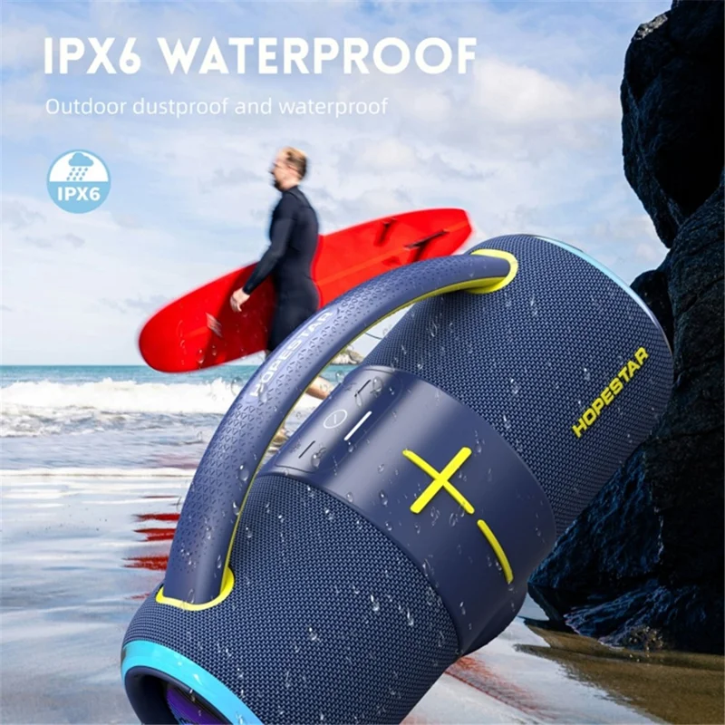HOPESTAR H68 50W Puissant Enceinte Bluetooth Étanche et Résistante à l'Eau pour Extérieur avec Caisson de Basses - Bleu Foncé