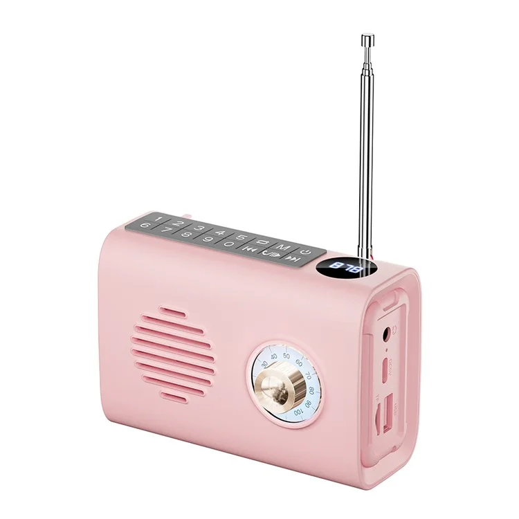 P36 Outdoor Solar Powered Radio Portable Bluetooth-compatible Speaker with RGB Light - Pink