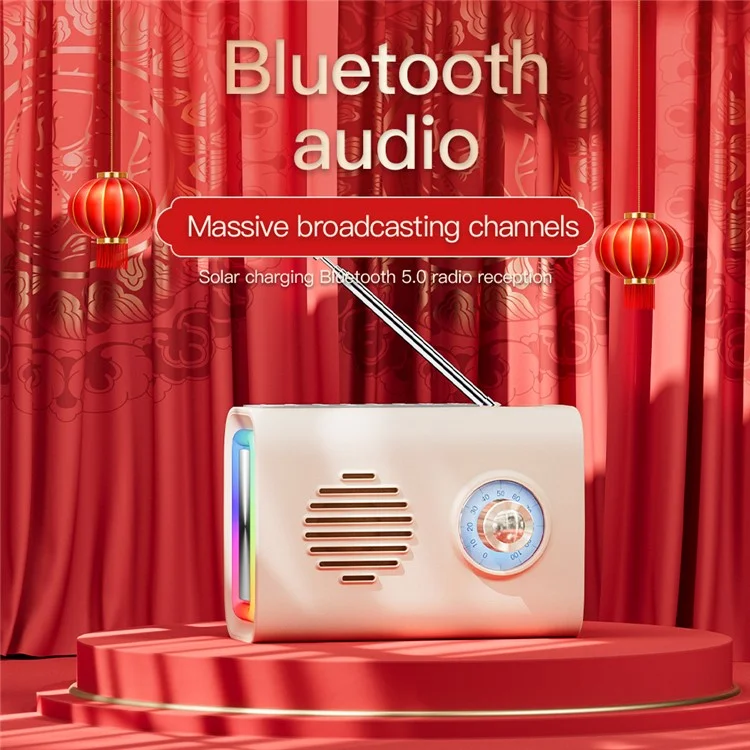 P36 Outdoor Solar Powered Radio Portable Bluetooth-compatible Speaker with RGB Light - Blue
