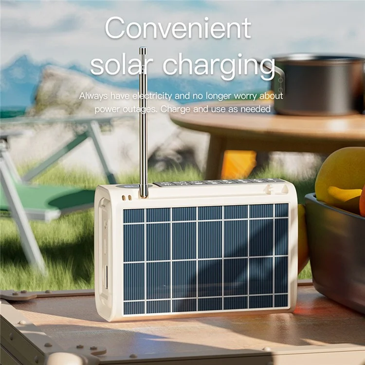 P36 Outdoor Solar Powered Radio Portable Bluetooth-compatible Speaker with RGB Light - Blue
