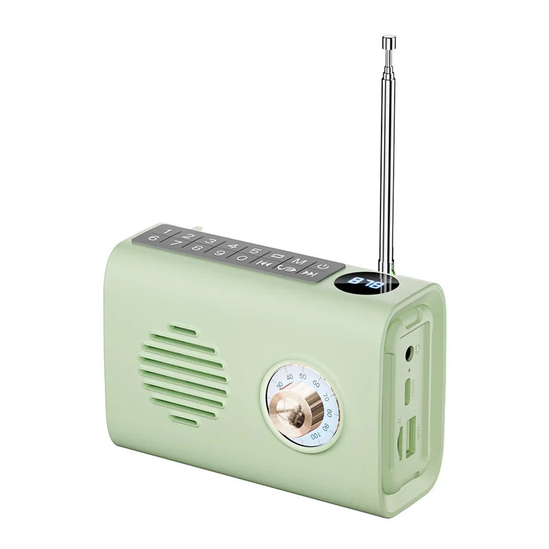P36 Outdoor Solar Powered Radio Portable Bluetooth-compatible Speaker with RGB Light - Green