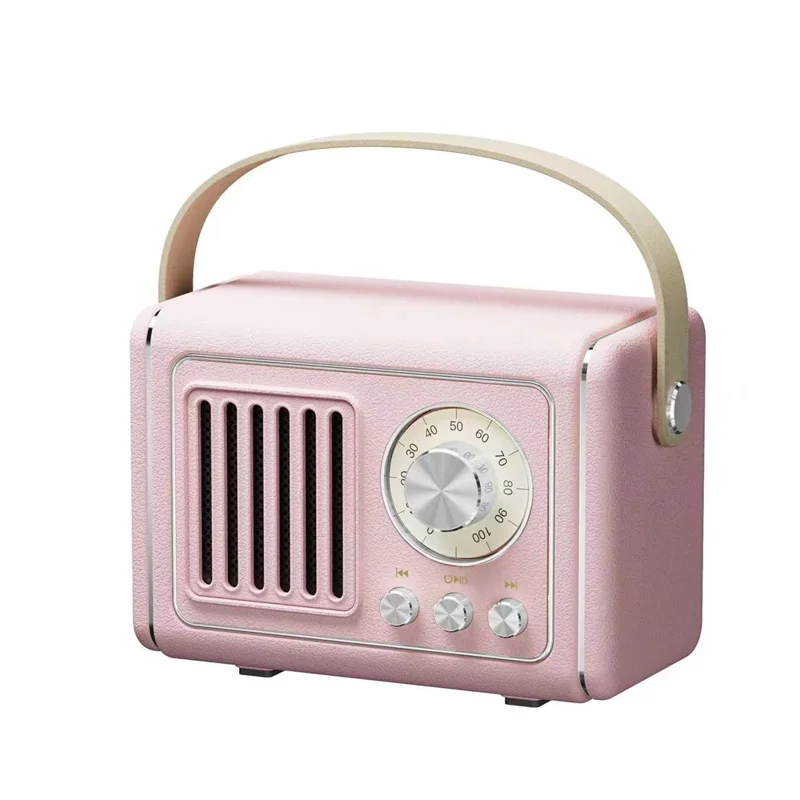 P19 Portable Bluetooth-compatible Speaker with FM Radio / Handle Wireless Music Subwoofer - Pink