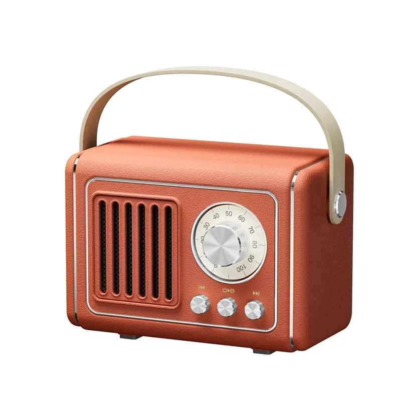 P19 Portable Bluetooth-compatible Speaker with FM Radio / Handle Wireless Music Subwoofer - Brown