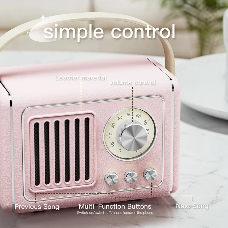 P19 Portable Bluetooth-compatible Speaker with FM Radio / Handle Wireless Music Subwoofer - Brown