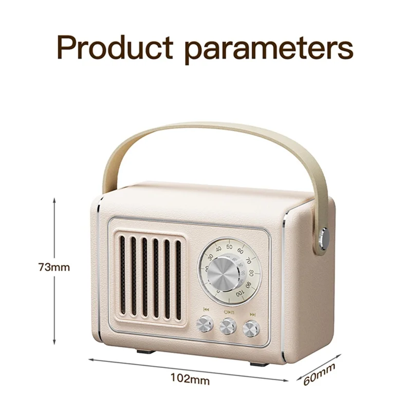 P19 Portable Bluetooth-compatible Speaker with FM Radio / Handle Wireless Music Subwoofer - Brown