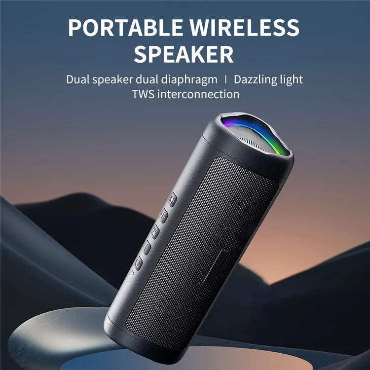 Altavoz Bluetooth portátil y colorido CYBORIS C27 a prueba de agua con subwoofer - Negro