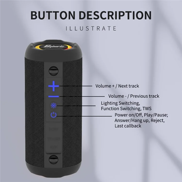 CYBORIS S9 RGB Light Waterproof Music Bluetooth-compatible Speaker Sound Subwoofer for Home Party