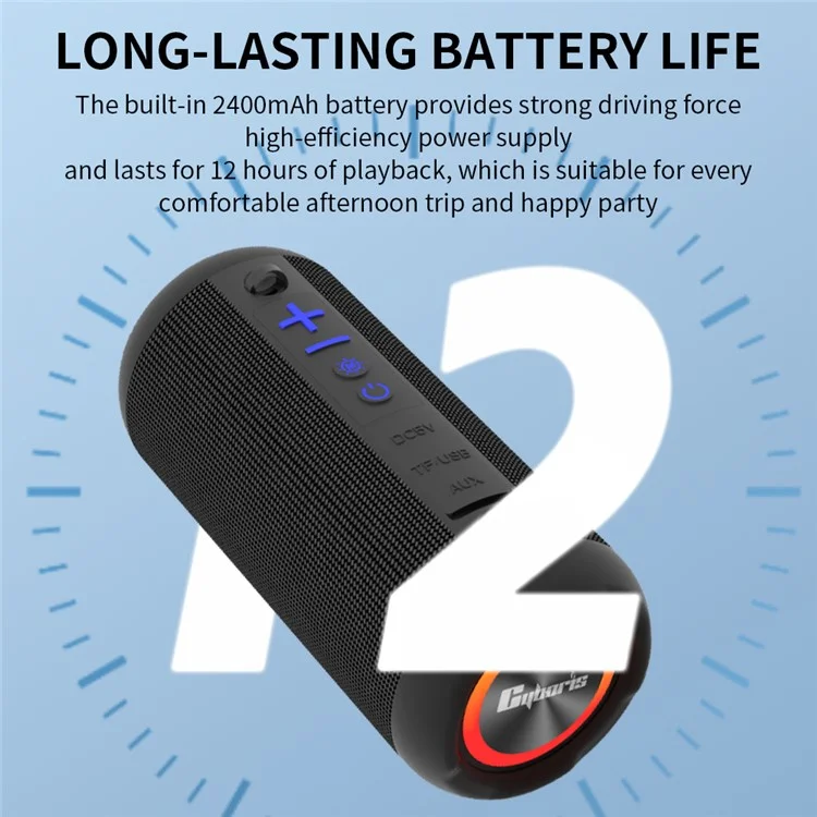 CYBORIS S9 RGB Light Waterproof Music Bluetooth-compatible Speaker Sound Subwoofer for Home Party