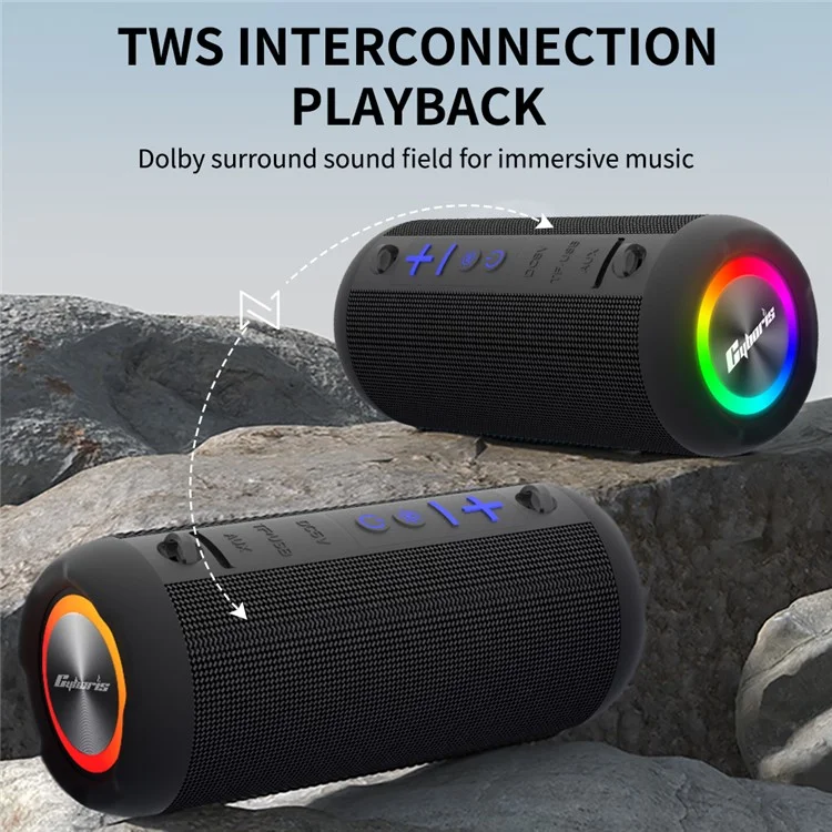 CYBORIS S9 RGB Light Waterproof Music Bluetooth-compatible Speaker Sound Subwoofer for Home Party