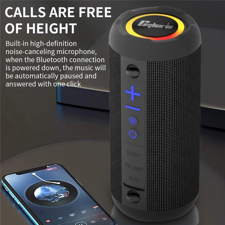 CYBORIS S9 RGB Light Waterproof Music Bluetooth-compatible Speaker Sound Subwoofer for Home Party