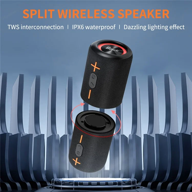 CYBORIS S10 2-in-1 Coluna Bluetooth Dividida Impermeável IPX6 Subwoofer com Luz Colorida