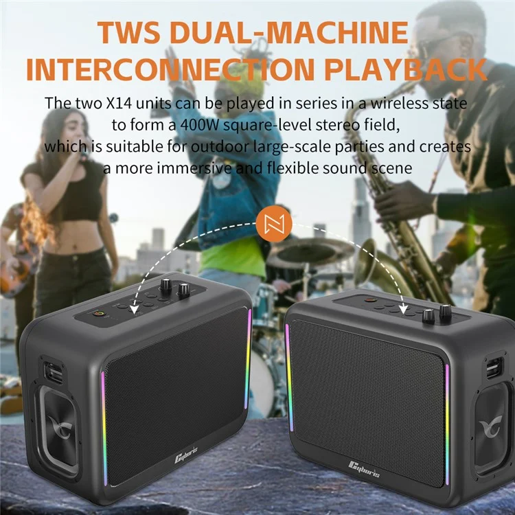 CYBORIS X14 200W High Power Outdoor Karaoke TWS Bluetooth-compatible Speaker with Microphone and Remote