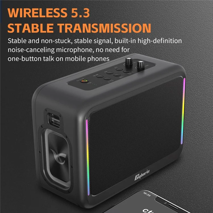 CYBORIS X14 200W High Power Outdoor Karaoke TWS Bluetooth-compatible Speaker with Microphone and Remote