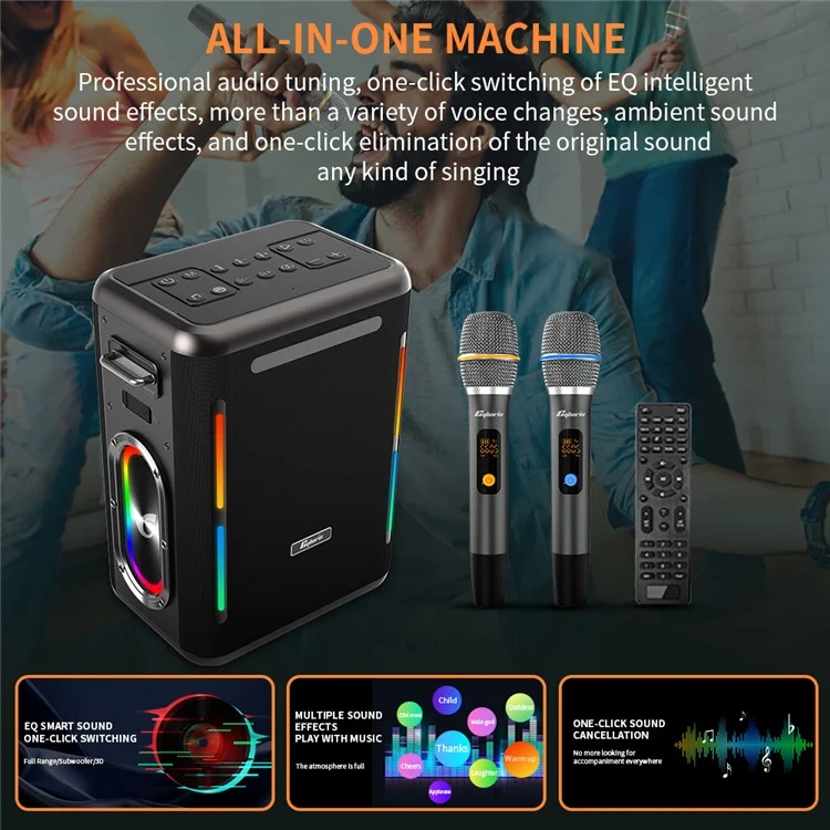 CYBORIS X15 Outdoor Karaoke Subwoofer 400W TWS Bluetooth-compatible Speaker with Microphone + Remote