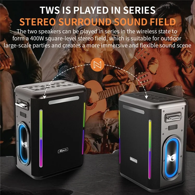 CYBORIS X15 Outdoor Karaoke Subwoofer 400W TWS Bluetooth-compatible Speaker with Microphone + Remote