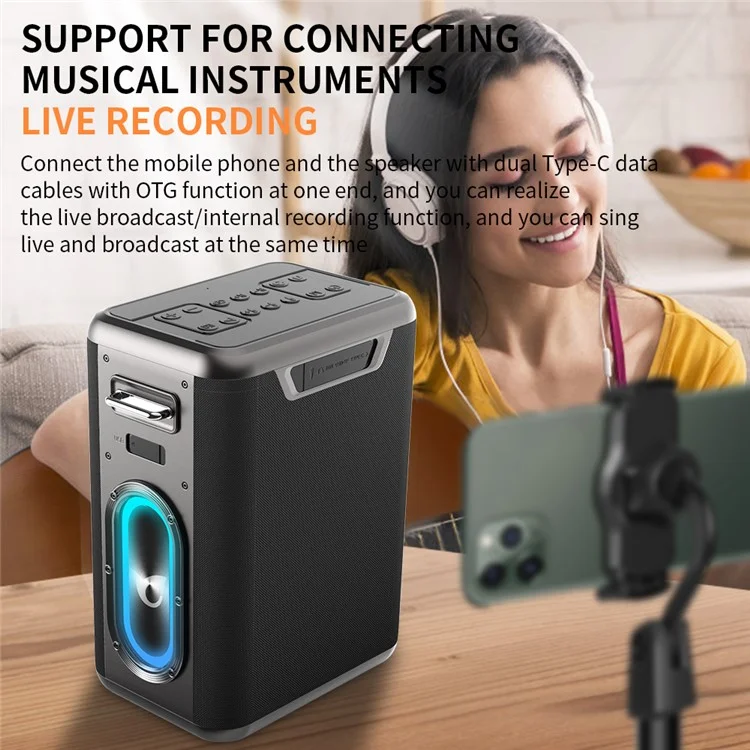 CYBORIS X15 Outdoor Karaoke Subwoofer 400W TWS Bluetooth-compatible Speaker with Microphone + Remote
