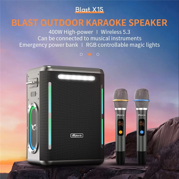 CYBORIS X15 Outdoor Karaoke Subwoofer 400W TWS Bluetooth-compatible Speaker with Microphone + Remote