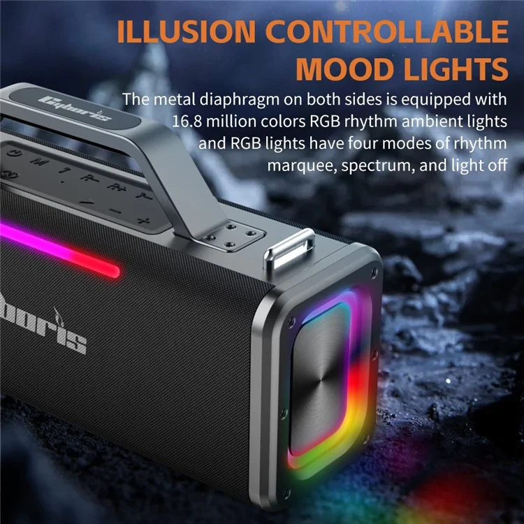 CYBORIS X12 Bluetooth-compatible 5.3 Speaker with 6.5mm Interface 200W RGB Light Music Wireless Speaker