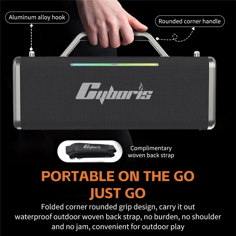 CYBORIS X12 Bluetooth-compatible 5.3 Speaker with 6.5mm Interface 200W RGB Light Music Wireless Speaker