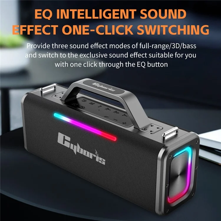 CYBORIS X12 Bluetooth-compatible 5.3 Speaker with 6.5mm Interface 200W RGB Light Music Wireless Speaker