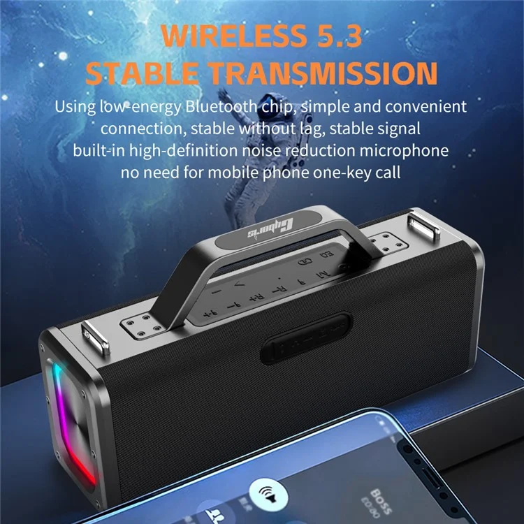 CYBORIS X12 Bluetooth-compatible 5.3 Speaker with 6.5mm Interface 200W RGB Light Music Wireless Speaker