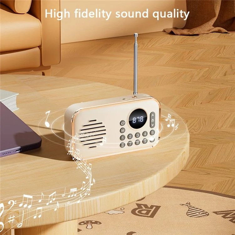 P35 Portable Bluetooth-compatible 5.0 FM Radio with 3.5mm Audio Cable Retro Speaker Support TF Card U Disk - Pink