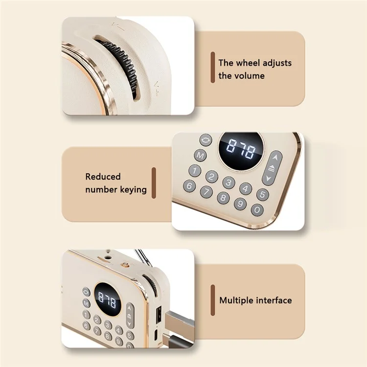 P35 Portable Bluetooth-compatible 5.0 FM Radio with 3.5mm Audio Cable Retro Speaker Support TF Card U Disk - Pink