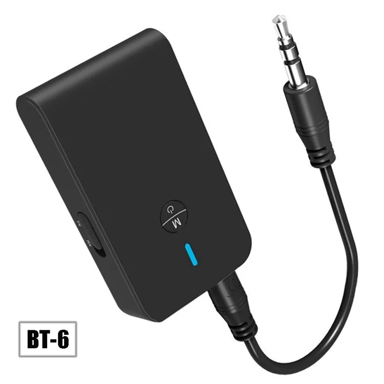 Adaptador Bluetooth BT-6 2 em 1 Bluetooth 5.0 Receptor de Transmissor TX/RX Com Interface Estéreo de 3,5 mm