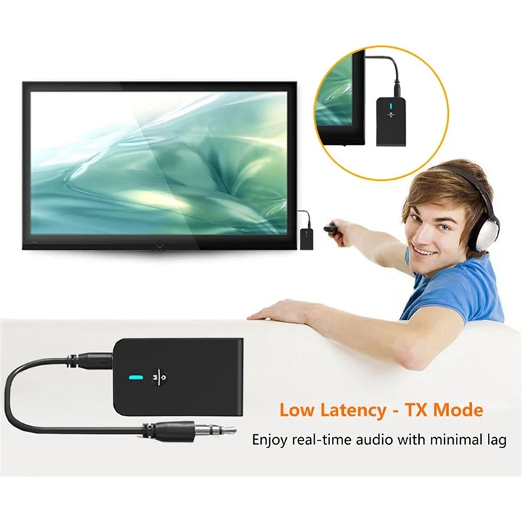 BT-6 2-in-1 Bluetooth-compatible Adapter Bluetooth-compatible 5.0 Transmitter Receiver TX/RX with 3.5mm Stereo Interface