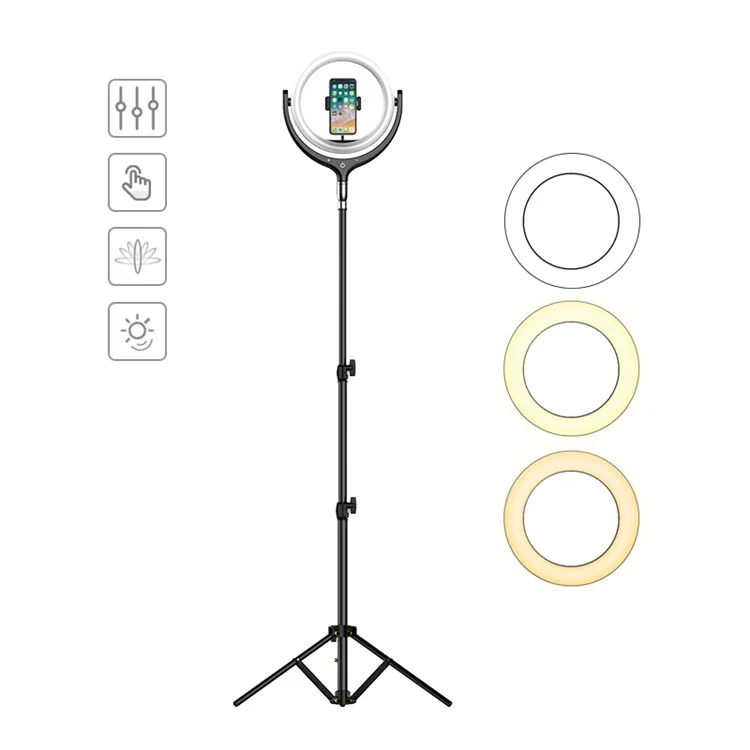 12 "selfie -ringlicht -led -ring -licht -handyhalter LED Lamp Kamera Licht Für YouTube Video Make -up Tik Tok - Schwarz